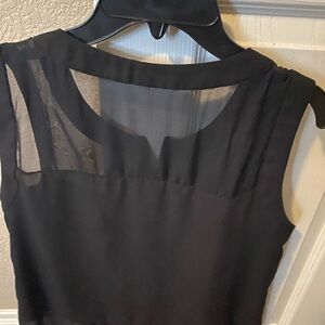 Elizabeth and James Black Sleeveless Top with Sheer Yoke